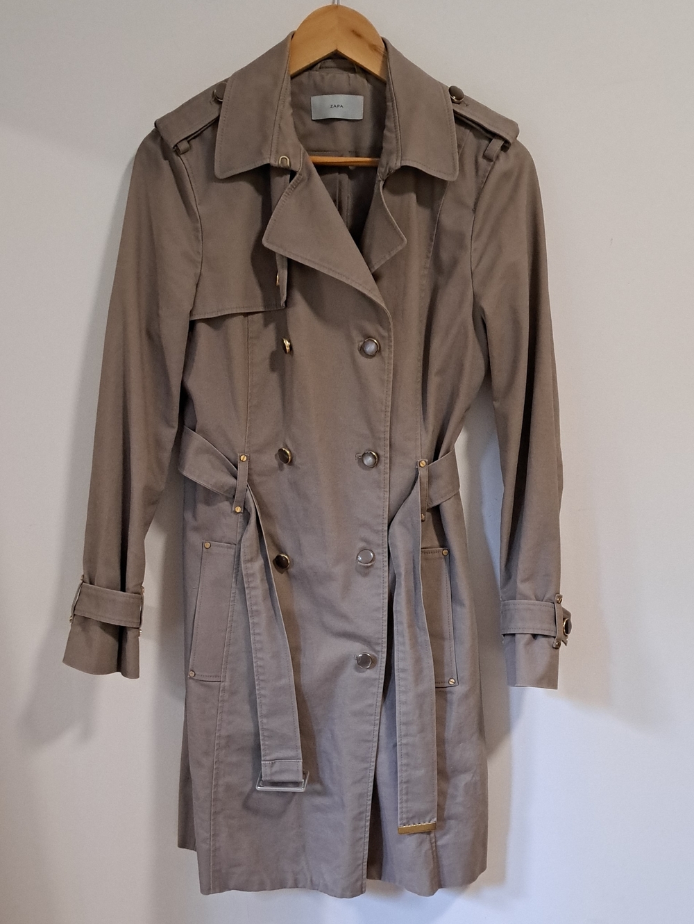 Zapa Taupe Trench Coat - Women's Double-Breasted Jacket
